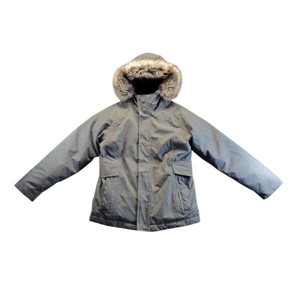 The North Face Girls‎ Grey Hyvent 550 Full Zip Hooded Parka Jacket Size L 14/16 - Picture 1 of 16